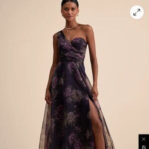 Lulu's Purple Floral One-Shoulder Dress